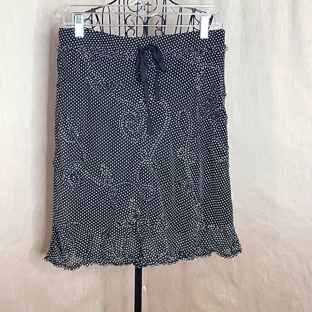 SOPHIE MAX Black and White Polka Dotted‎ Floral Circle Skirt Small